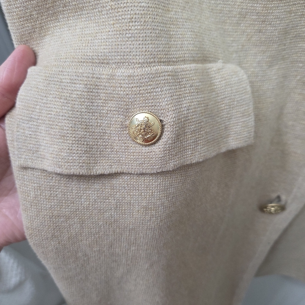 J. Crew Tan Cotton Cardigan with Gold Buttons Old Money Sophisticated Size XXL - Picture 10 of 10